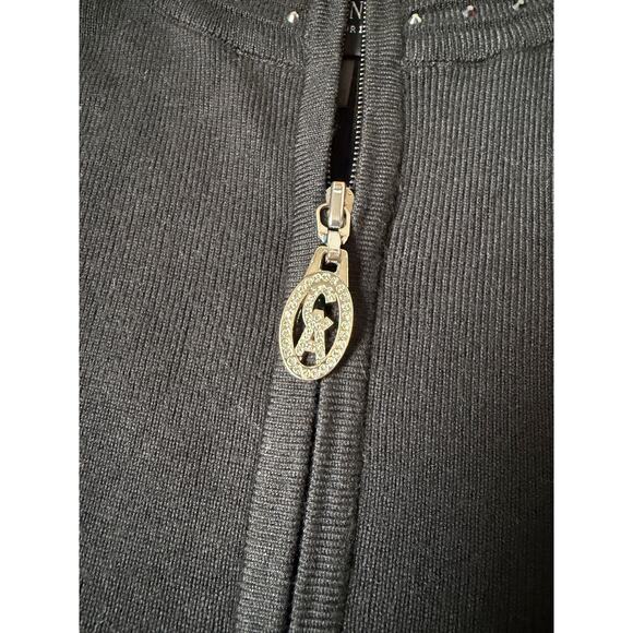 NWT Christine Alexander Full-Zip Mock Neck W/ Crystalized Swarovski Rhinestones - Picture 10 of 10